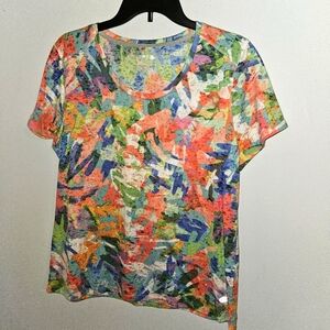 REEL LEGENDS Size PL Aruba Blue Abstract Print Short Sleeve Tee-shirt